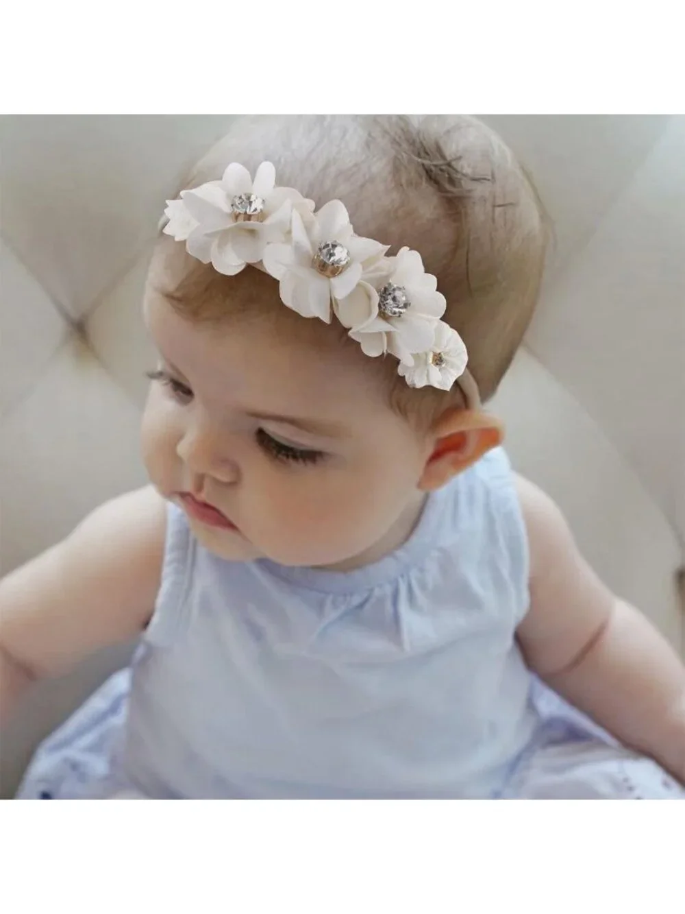 6PCS Baby Girl Flower Headbands - Soft Nylon Elastic Hair Accessories for
